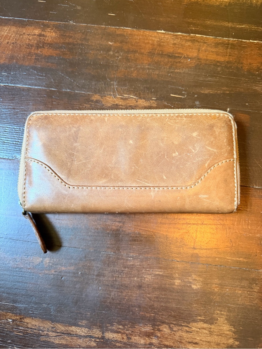 Frye Brown Leather Zip Wallet